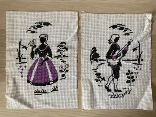 2 umonterede broderier: Dame og mand