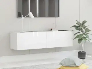 Tv-bord 120x30x30 cm konstrueret træ hvid højglans