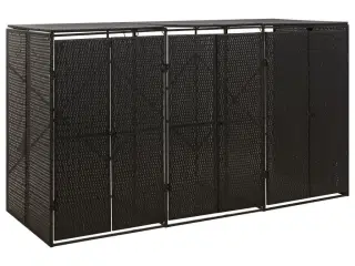 Tredobbelt skraldespandsskjuler 207x80x117 cm polyrattan sort