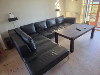 Sort læder hjørnesofa