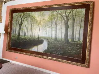 Maleri, 275x160 cm, af skovparti